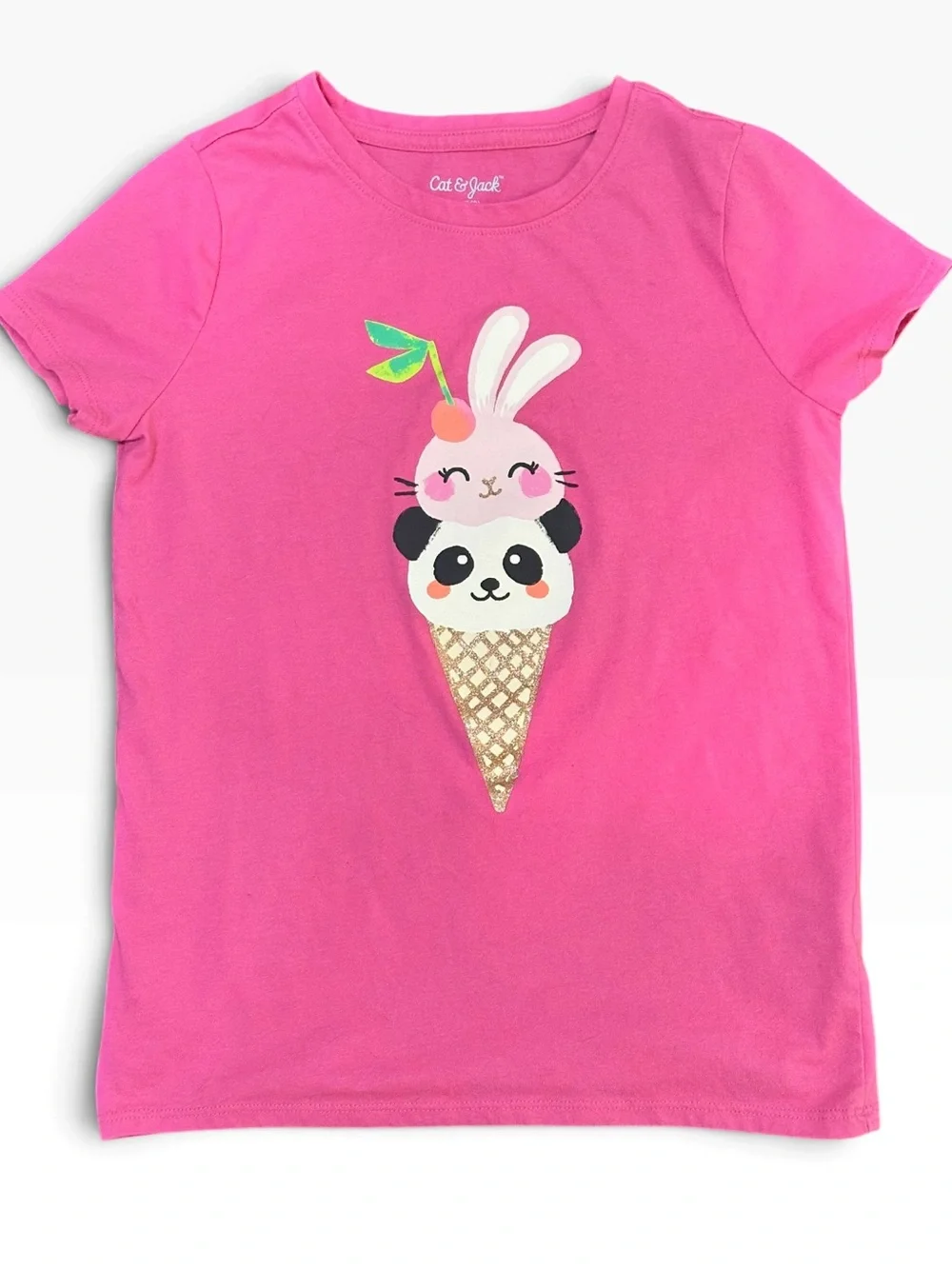 Cat & Jack Girls Shimmery Graphic Tees & Tank Top Bundle Size 7-8 - Lot of 4
